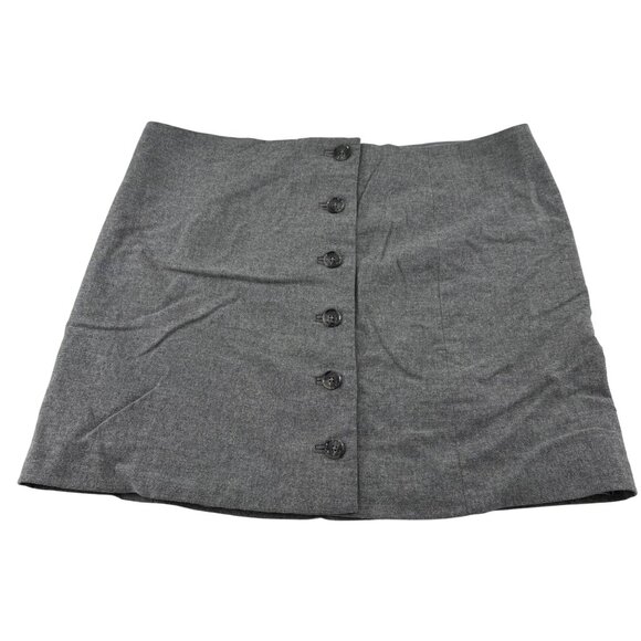 Banana Republic Womens Gray Wool-Blend Button-Down Skirt Size 14 - Picture 1 of 6